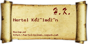 Hertel Kálmán névjegykártya